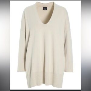 V-Neck Long Sleeve Oversized Dress - Cream